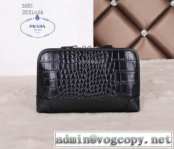 PRADA プラダ 首胸ロゴ 2014 ファスナー開閉 財布メンズ 3855