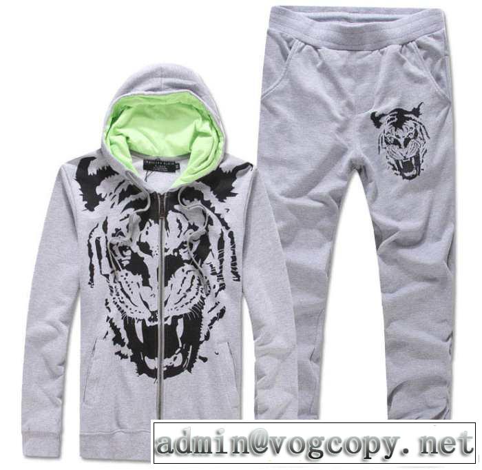 首胸ロゴ 2014春夏 philipp plein フィリッププレイン フード付 長袖 tシャツ セットアップ上下2色可選 219a