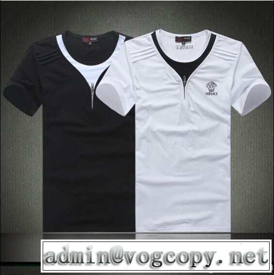 2014春夏 versace ヴェルサーチ 首胸ロゴ 半袖 tシャツ 2色可選