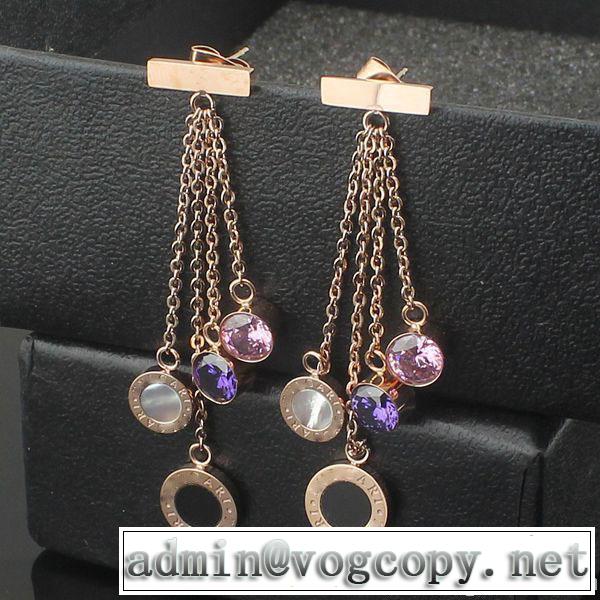 秋冬 2014 ～希少 bvlgari ブルガリ ダイヤモンド ピアス 3色可選