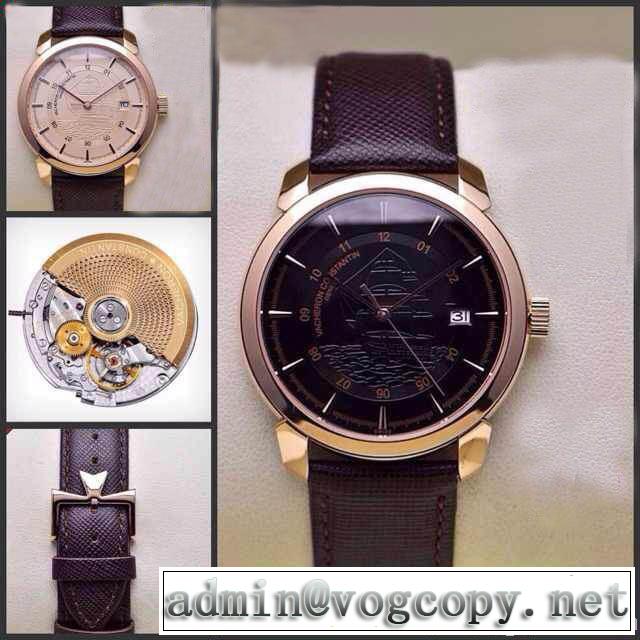 2014秋冬 存在感◎ vacheron constantin バセロン コンスタンチン サファイヤクリスタル風防 本革ベルト スイスムーブメントeta2824-3 高級腕時計