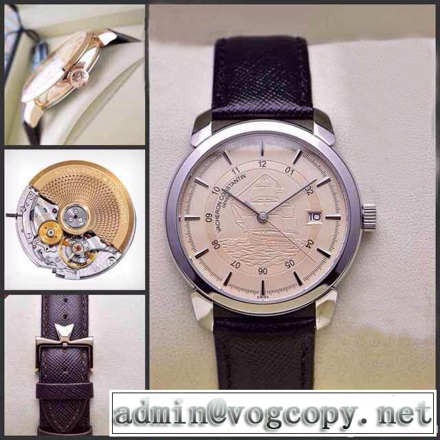2014秋冬 大人気！vacheron constantin バセロン コンスタンチン サファイヤクリスタル風防 本革ベルト スイスムーブメントeta2824-3 高級腕時計