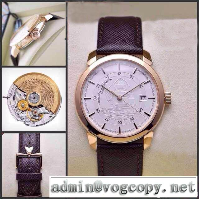 2014秋冬 値下げ！ vacheron constantin バセロン コンスタンチン サファイヤクリスタル風防 本革ベルト スイスムーブメントeta2824-3 高級腕時計