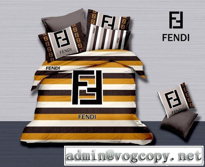 秋冬 fendi フェンディ 2014 上質 ストライブ/ボーダー ベッドカバー セット 4点セット
