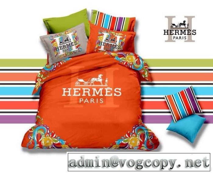 秋冬 hermes エルメス 2014 人気が爆発 シンプル格調風寝具セット 4点セット
