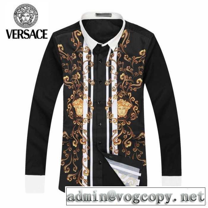 カッコいい印象を付ける 2014秋冬 versace ヴェルサーチ 長袖シャツ プリント