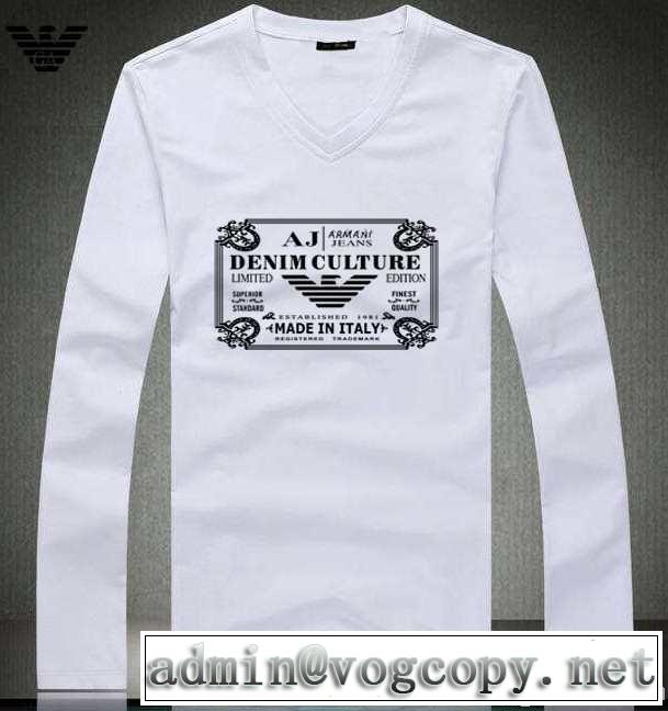 2014秋冬 希少 armani アルマーニ vネック 長袖 tシャツ 3色可選