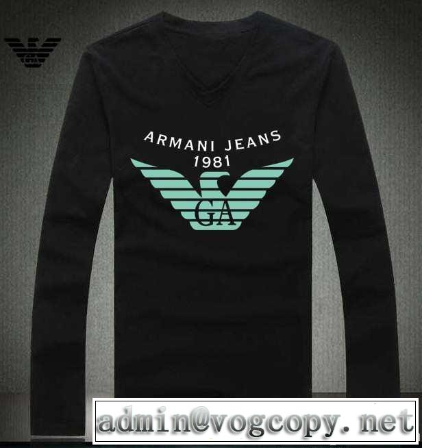 2014秋冬 高級感演出 armani アルマーニ vネック 長袖 tシャツ 3色可選