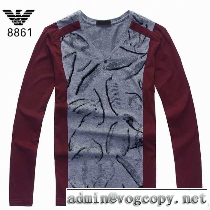 2014秋冬 armani アルマーニ 抜群の雰囲気が作れる! vネック 長袖 tシャツ 2色可選