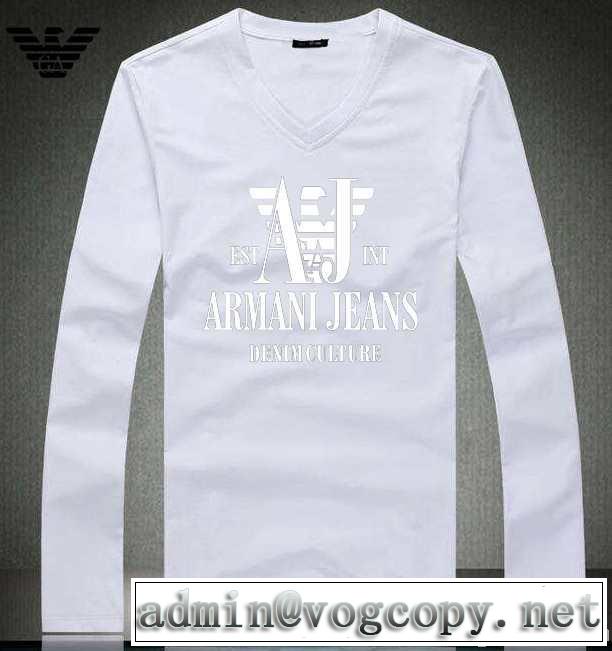 2014秋冬 armani アルマーニ 大人気☆new!! vネック 長袖 tシャツ 3色可選