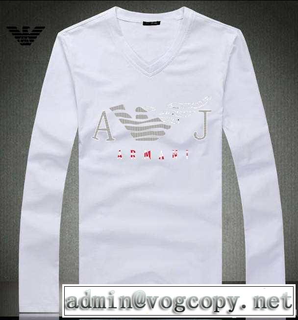 2014秋冬 armani アルマーニ ★安心★追跡付 vネック 長袖 tシャツ 3色可選