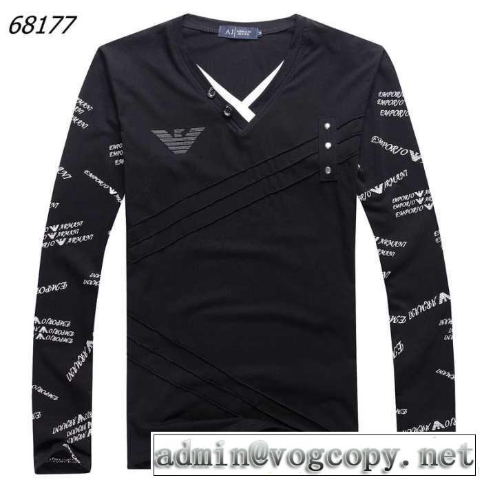 2014秋冬 大人のおしゃれに armani アルマーニ vネック 長袖 tシャツ 3色可選