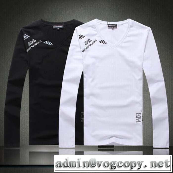 2014秋冬 入手困難 armani アルマーニ vネック 長袖 tシャツ 2色可選
