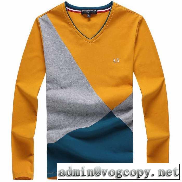 2014秋冬 armani アルマーニ 存在感◎ vネック 長袖 tシャツ 3色可選