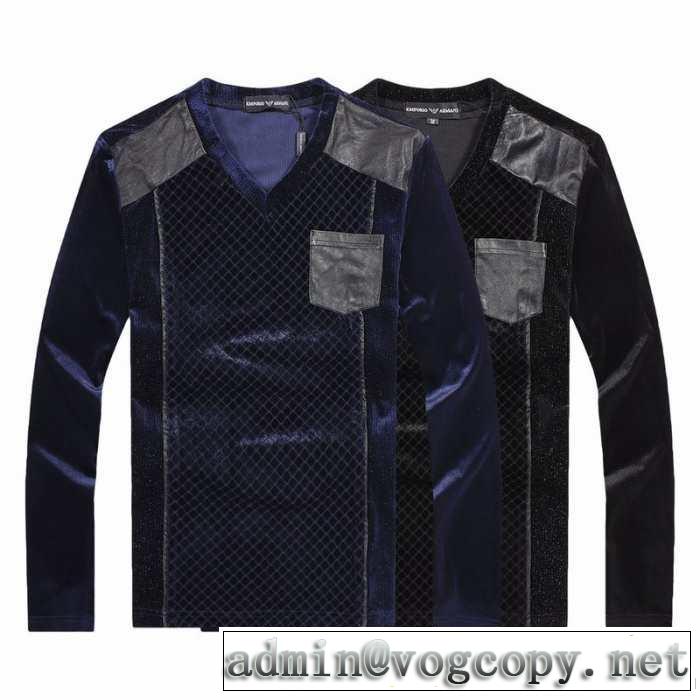2014秋冬 上質 armani アルマーニ vネック 長袖 tシャツ