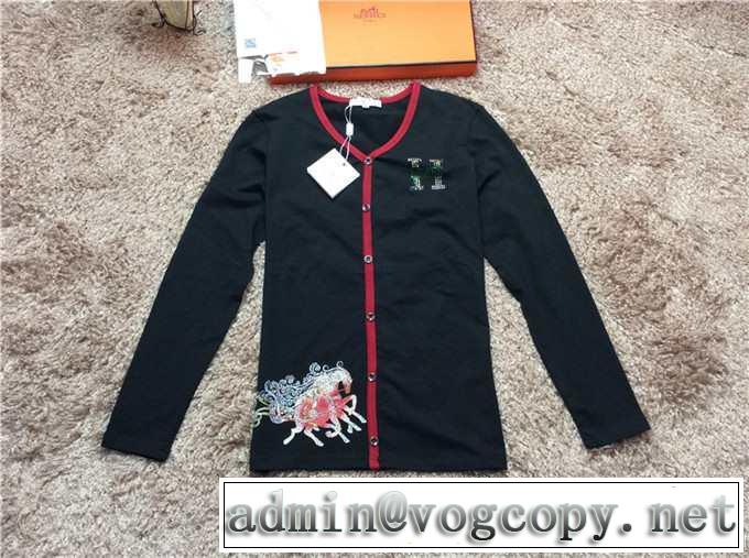 2014秋冬 人気が爆発 hermes エルメス ボタンダウン vネック 長袖 tシャツ 