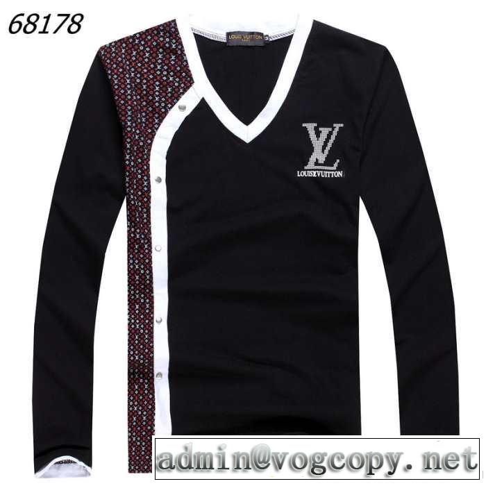2014秋冬 人気が爆発 louis vuitton ルイ ヴィトン vネック 長袖 tシャツ 3色可選