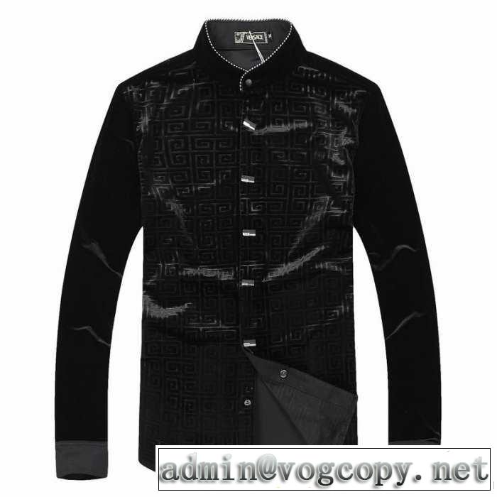 2014秋冬 versace ヴェルサーチ 大特価 ボタンダウン スタンド 長袖 tシャツ