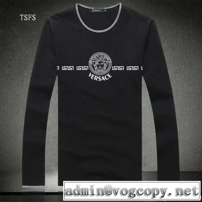 2014秋冬 versace ヴェルサーチ 上質 uネック 長袖 tシャツ