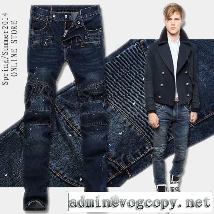 ヒゲと掴み加工 2015秋春 バルマン BALMAIN ジーンズ ジッパー付