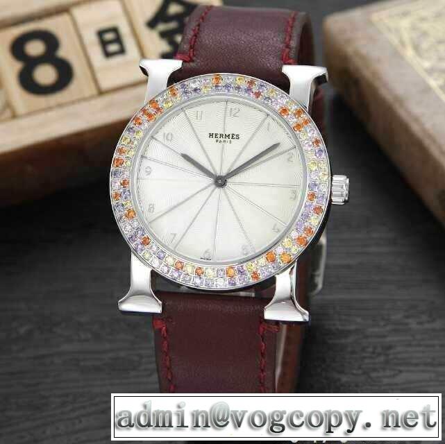 2015 完売品！ hermes エルメス ダイヤベゼル 女性用腕時計 7色可選