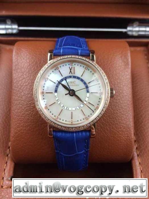高級感演出 2015 iwc インターナショナルウォッチ カン ダイヤベゼル 3針クロノグラフ 12ポイントダイヤ 女性用腕時計 2色可選