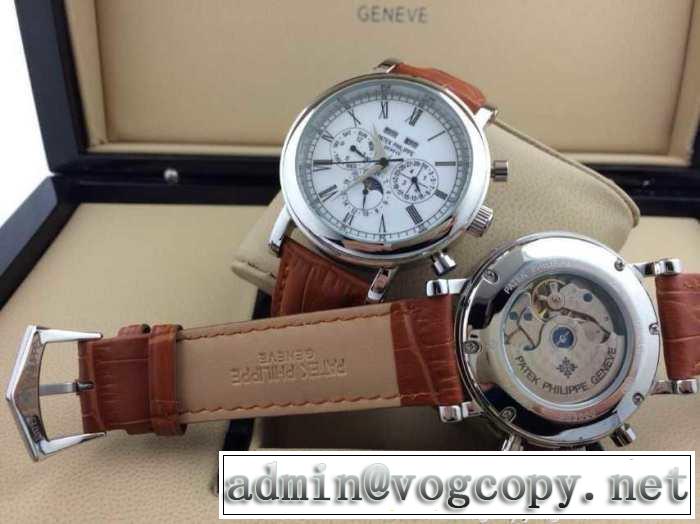 スタイルアップ効果 2015 patek philippe パテックフィリップ 機械式（自動巻き）コーティングガラス 6針クロノグラフ 日付表示 男性用腕時計 4色可選