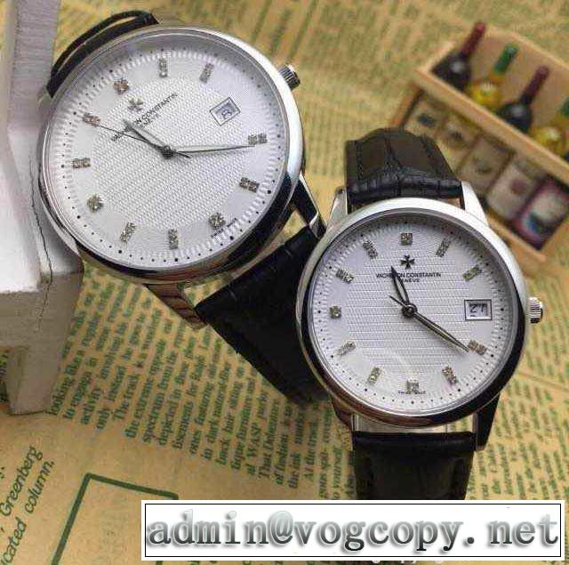 超人気美品◆ 2015 vacheron constantin ヴァシュロン?コンスタンタン サファイヤクリスタル風防 スイス クオーツ 316ステンレス 恋人腕時計 2色可選