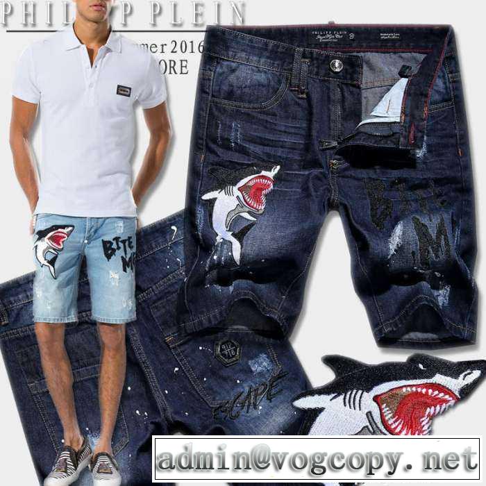 注目のアイテム 2016 フィリッププレイン PHILIPP PLEIN ショートパンツ ダメージ加工