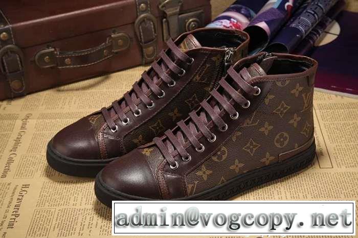 疲れにくい louis vuitton ルイ ヴィトン メンズ レースアップ 履き心地の良いハイカットスニーカー 3色可選.