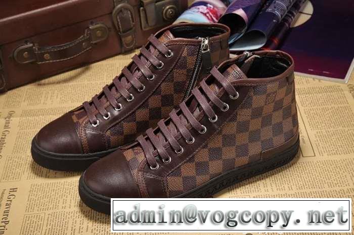 疲れにくい louis vuitton ルイ ヴィトン メンズ レースアップ 履き心地の良いハイカットスニーカー 3色可選.