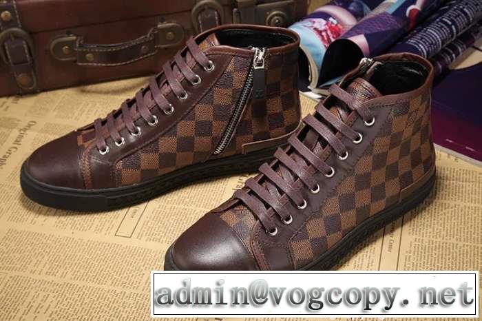 疲れにくい louis vuitton ルイ ヴィトン メンズ レースアップ 履き心地の良いハイカットスニーカー 3色可選.