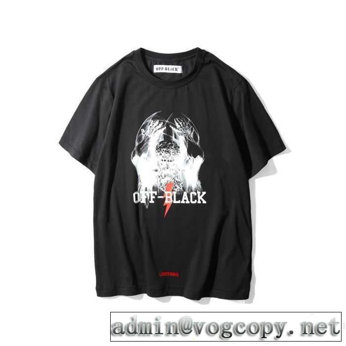 肌触りのいい  2017春夏 オフホワイト OFF-WHITE-BLACK 半袖 2色可選 カッコいい印象を付ける