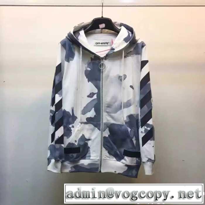 2017 上質 パーカー オフホワイト OFF-WHITE 迷彩総柄