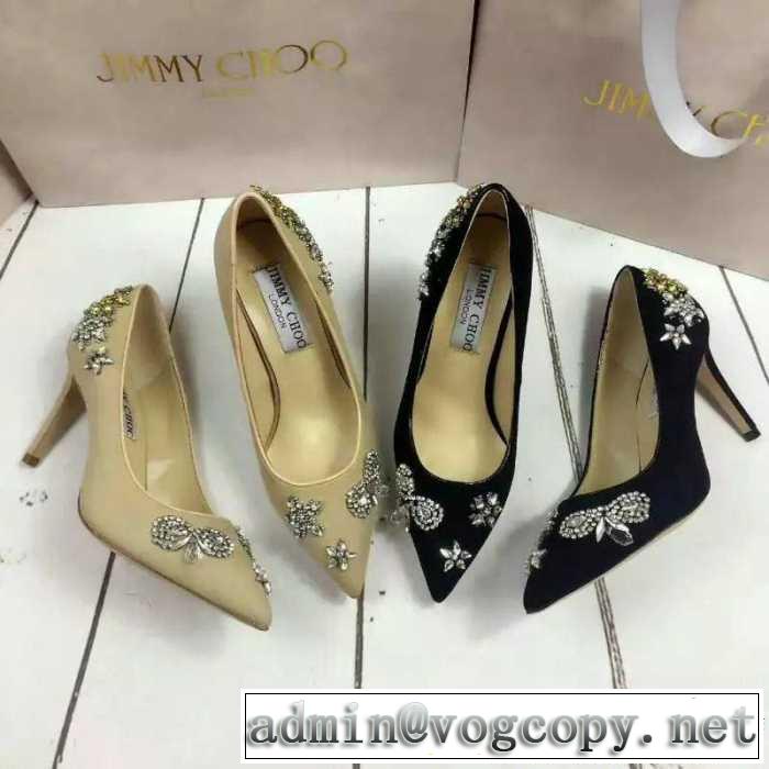 海外セレブ定番愛用 17SS ジミーチュウ JIMMY CHOO ハイヒール 2色可選 ビジュー