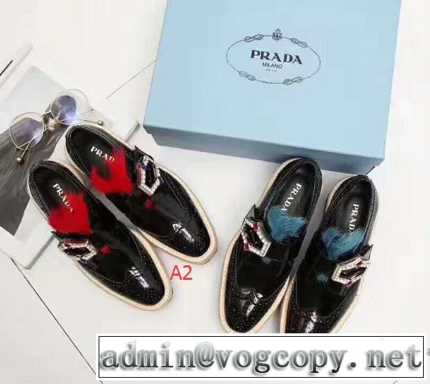 新作入荷100%新品2017 プラダ PRADA カジュアルシューズ厚底 2色選択可