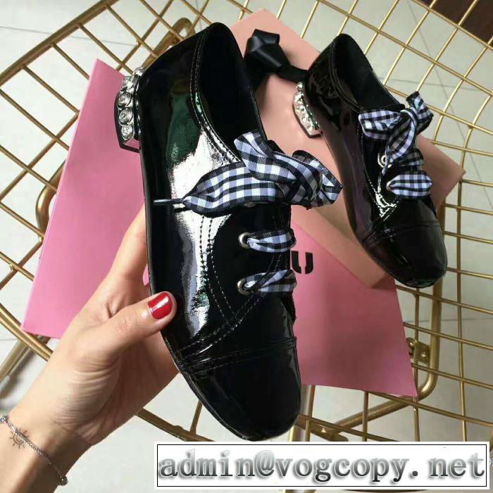 2色可選 カジュアルシュッズ ミュウミュウ MIUMIU 2017秋冬 人気雑誌掲載 飽きの来ない