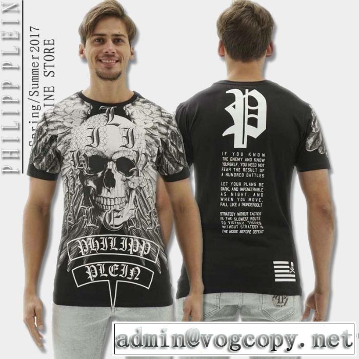 肌に馴染みやすい 3色可選 17春夏 PHILIPP PLEIN フィリッププレイン 超目玉 半袖Tシャツ
