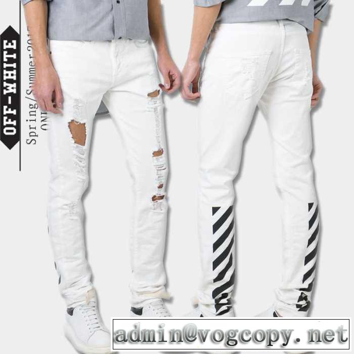 ダメージデニム 2017春夏 スタイリッシュな印象 オフホワイト OFF-WHITE