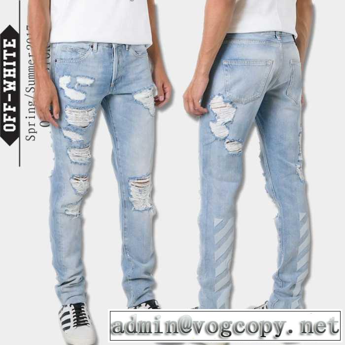 2017春夏  オフホワイト OFF-WHITE ダメージデニム ビンテージ加工 極上の着心地