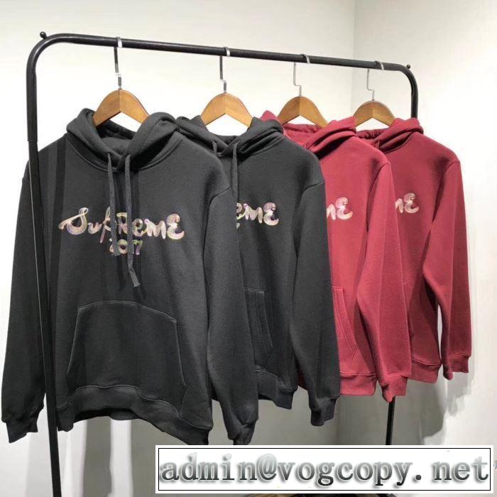 人気セール100%新品 パーカー  Supreme 17FW Brush Logo Hooded Sweatshirt 2色可選 2017秋冬季超上質