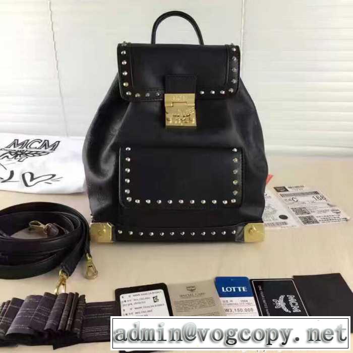 上品エムシーエムバッグコピーMCMリュックショルダー2WAYバックレザーななめ掛けショルダーリュックスタッズ通勤 お出かけ 旅行 