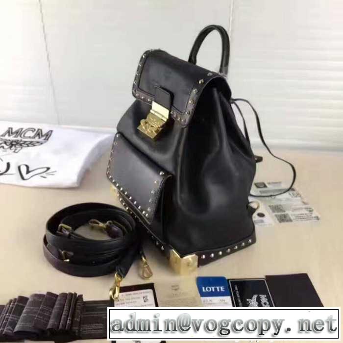 上品エムシーエムバッグコピーMCMリュックショルダー2WAYバックレザーななめ掛けショルダーリュックスタッズ通勤 お出かけ 旅行 