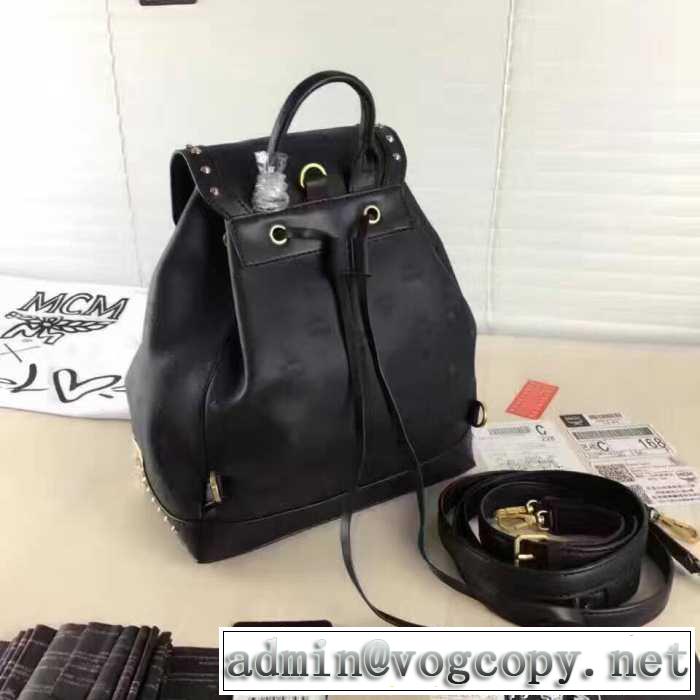 上品エムシーエムバッグコピーMCMリュックショルダー2WAYバックレザーななめ掛けショルダーリュックスタッズ通勤 お出かけ 旅行 