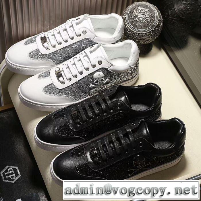 フィリッププレイン 海外セレブ愛用PHILIPP PLEIN フラットシューズ  2色可選 品質保証2017