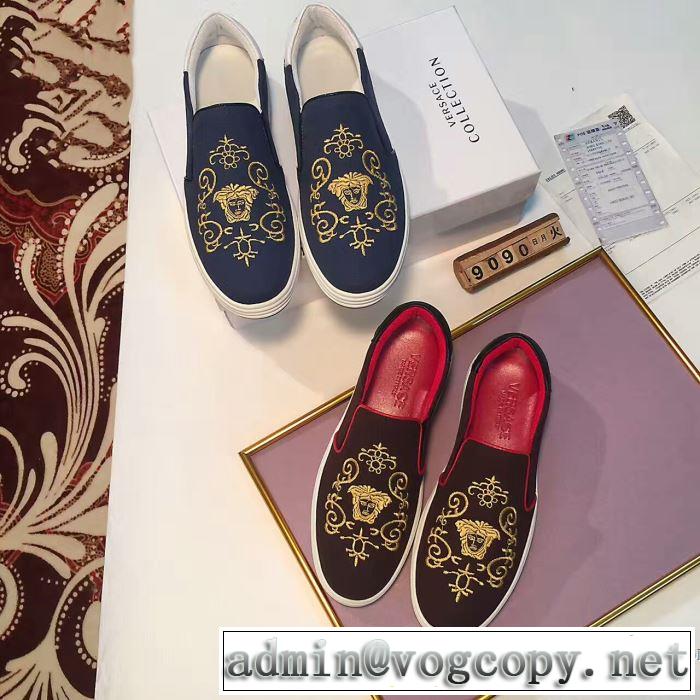 2色可選 リゾートスタイル17SS ヴェルサーチ VERSACE  フラットシューズ 人気ブランド