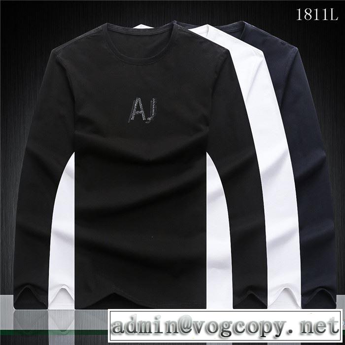 スタイルアップ効果 長袖Tシャツ アルマーニ ARMANI 3色可選 2017秋冬