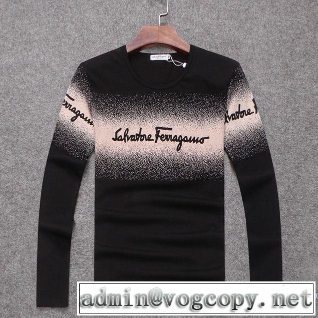 2017秋冬 3色可選 長く愛用できる サルヴァトーレフェラガモ FERRAGAMO 長袖Tシャツ