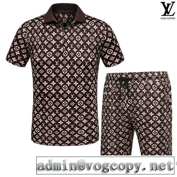 売れ筋！赤字超特価2017 半袖ポロシャツ 上下セットルイ ヴィトン LOUIS VUITTON