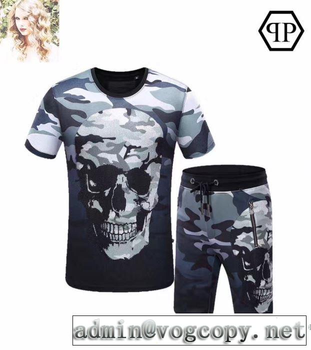 フィリッププレイン驚きの破格値2017 PHILIPP PLEIN 半袖上下セット 2色可選
